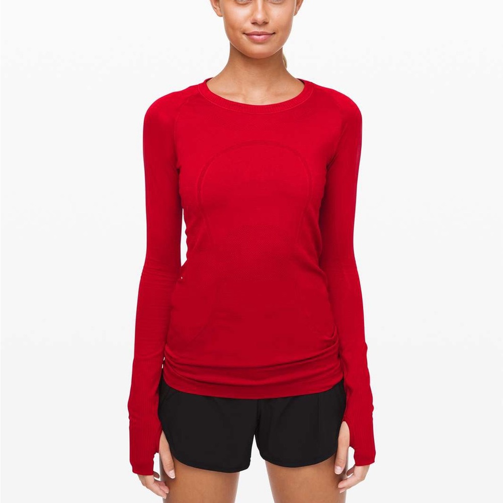 Red Lululemon Swiftly Tech Long Sleeve